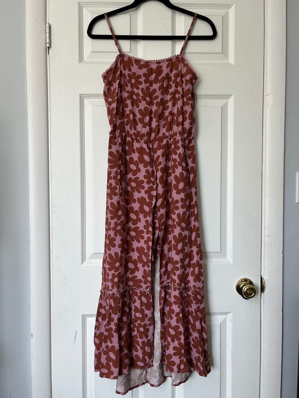 Art Class Retro Floral Maxi-Overlay Romper - Size XL